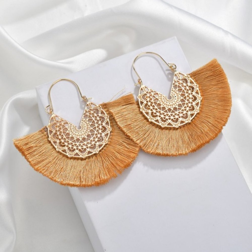 𝅺GOLD Fringe Dangle Bohemian Earrings
